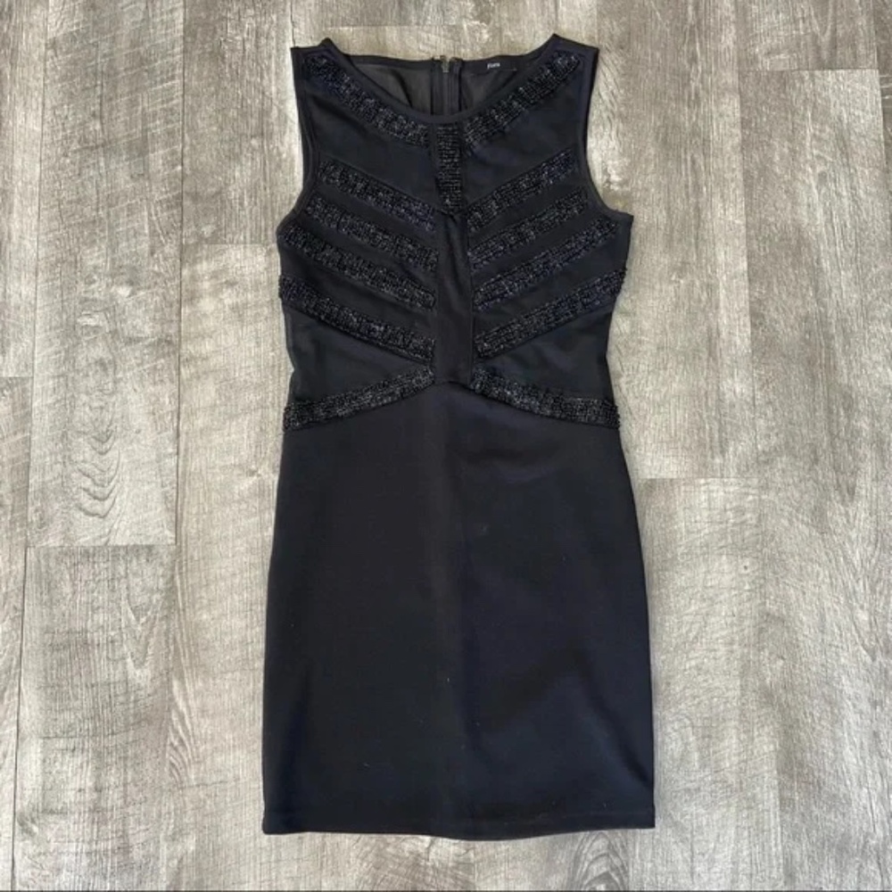 Fora Embellished Bodycon Dress with Mesh Inserts